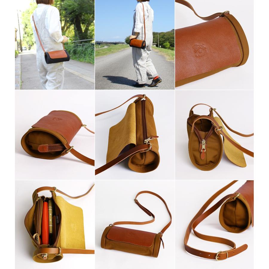 IL BISONTE イルビゾンテ バッグ キャンバスレザーフタ付き