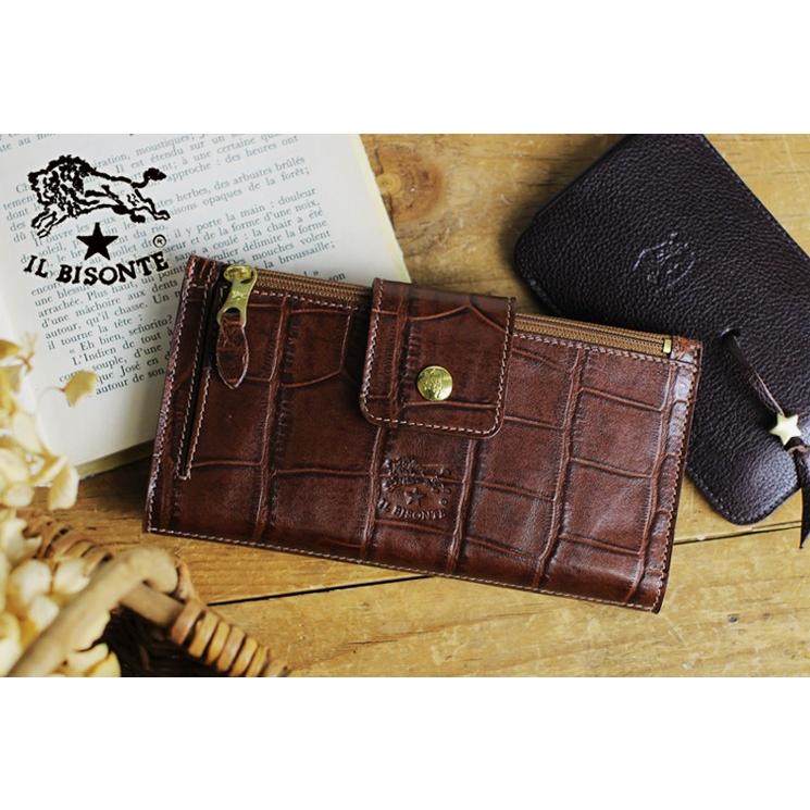 IL BISONTE（イルビゾンテ） 財布 クロコエンボスドレザークラッチ型長