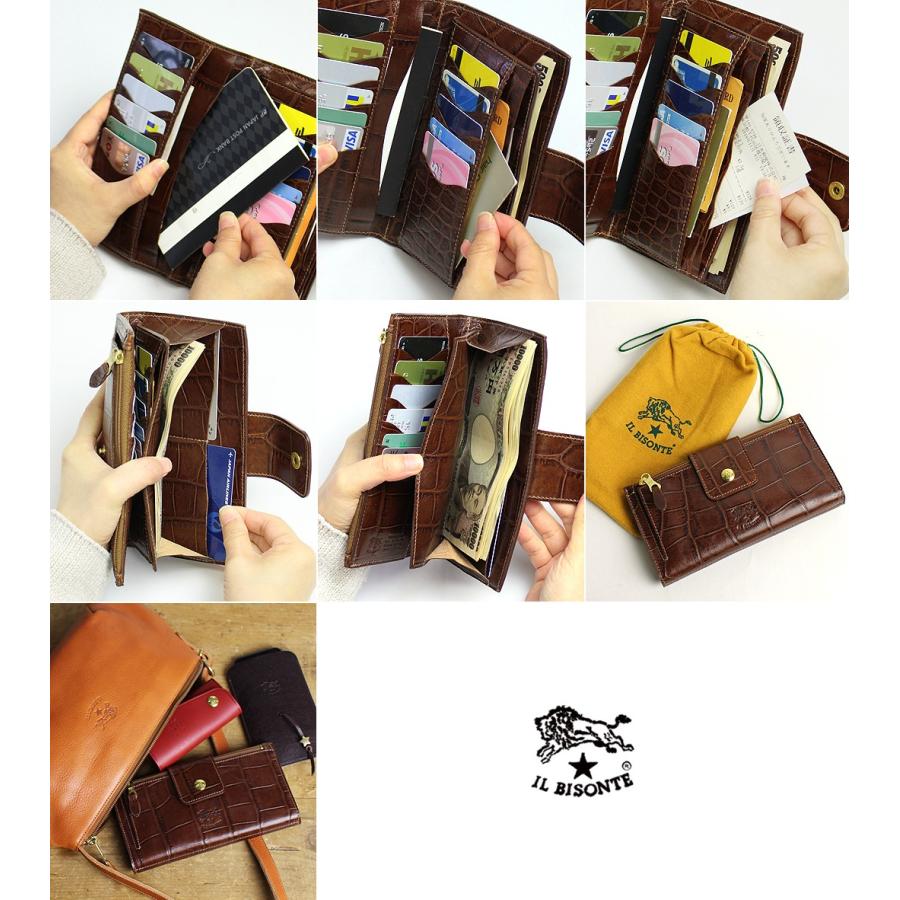 IL BISONTE（イルビゾンテ） 財布 クロコエンボスドレザークラッチ型長