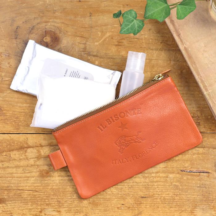 【ilbisonte】イルビゾンテ　日本未入荷　ポーチ IL BISONTE（イルビゾンテ） ポーチ ビッグロゴフラットポーチ(L