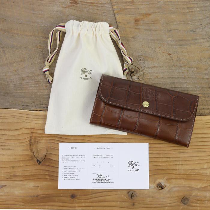 IL BISONTE（イルビゾンテ） 財布 クロコエンボスドハーフフラップ長
