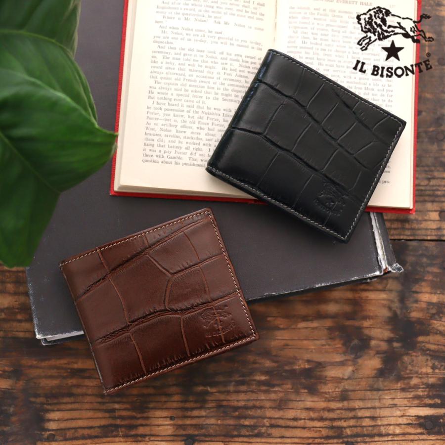 IL BISONTE イルビゾンテ 財布 クロコエンボスドレザー二つ折り IL BISONTE イルビゾンテ 財布 クロコエンボスドレザー二つ折り