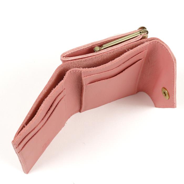 新品 イルビゾンテ お財布 ピンク がま口 レザー 本革 ミニウォレット 女性 IL BISONTE（イルビゾンテ） がま口財布 ウォレット レディース メンズ