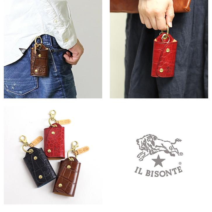 IL BISONTE イルビゾンテ キーケース クロコエンボスドレザー IL BISONTE イルビゾンテ キーケース クロコエンボスドレザー