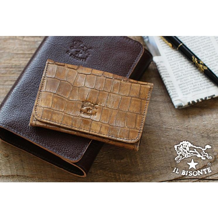 IL BISONTE クロコダイル型押し名刺入れ