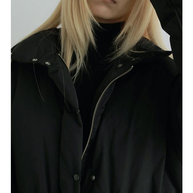 anuke Standcollar Down Coat 36 ブラック　ダウン anuke｜スタンドカラー ミドル丈 ダウンコート “Standcollar Down Coat