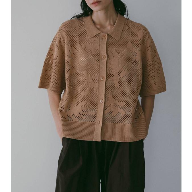 anuke(アンヌーク)mesh pattern knit オレンジ anuke（アンヌーク） メッシュパターンニット Mesh Pattern Knit