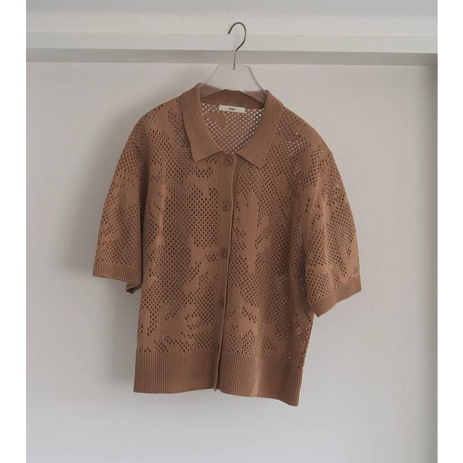 anuke(アンヌーク)mesh pattern knit オレンジ anuke（アンヌーク） メッシュパターンニット Mesh Pattern Knit