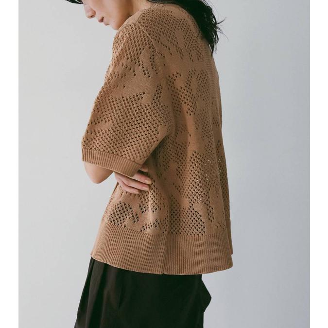 anuke(アンヌーク)mesh pattern knit オレンジ anuke（アンヌーク） メッシュパターンニット Mesh Pattern Knit