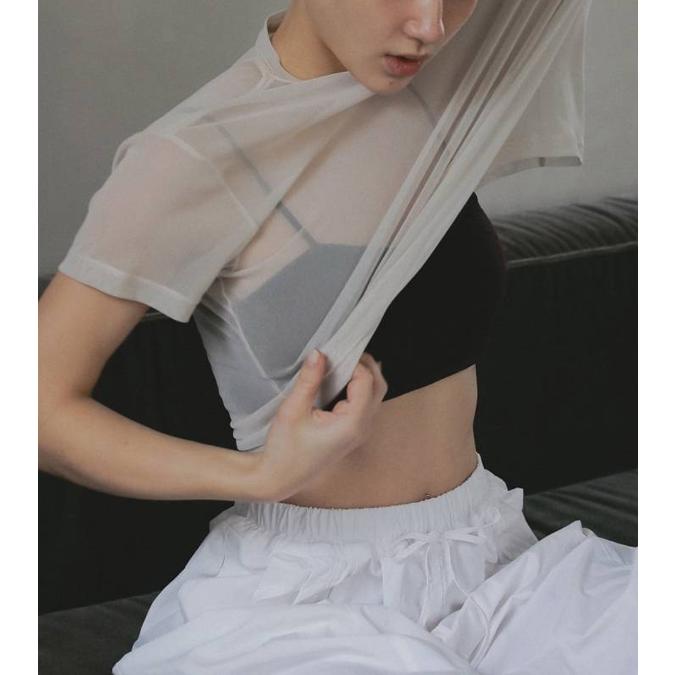 [anuke/アンヌーク] シアーチュール ショートスリーブTシャツ anuke（アンヌーク） シアーチュールティーシャツ Sheer Tulle T