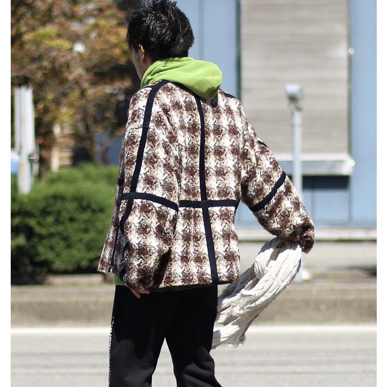 【s40】【セブンバイセブン/7×7】SWITCHING CARDIGAN-Leather / Houndstooth pattern-[800-1225012]【送料無料】【キャンセル返品交換不可】【let】｜noix｜05
