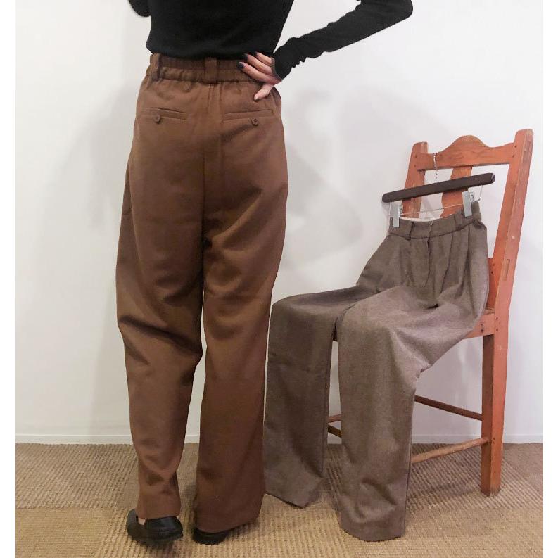s40】【アガウド/AgAwd】Wool Tuck Trousers（ウールタックトラウザー 