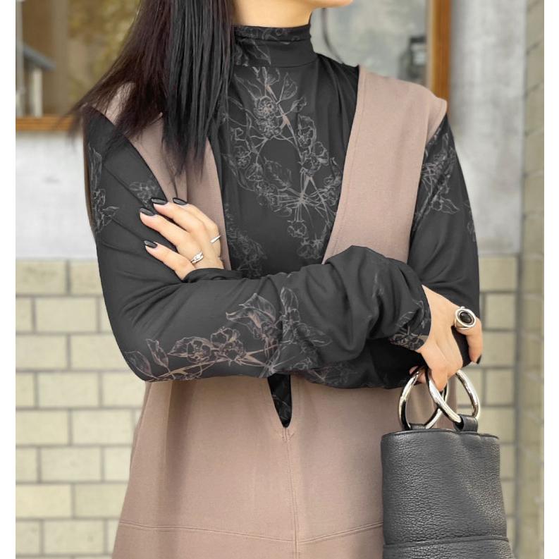 s40】【アガウド/AgAwd】Sheer Flower Tops（シアーフラワートップス