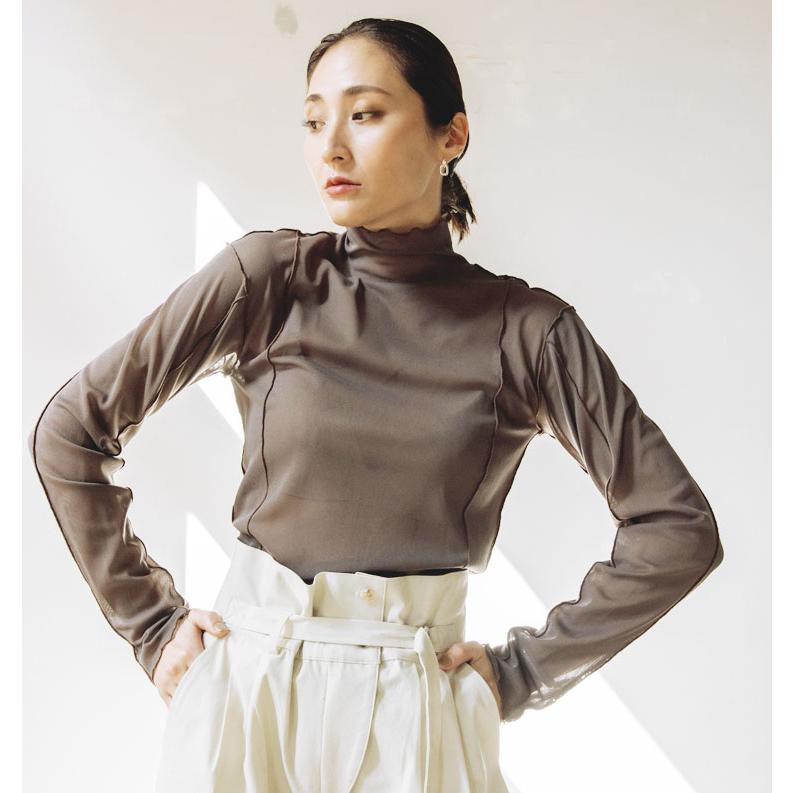 アガウド/AgAwd】Sheer Highneck Tops（シアーハイネックトップス 