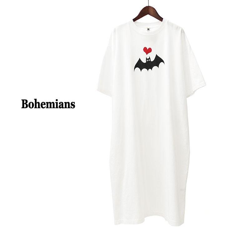 【s20】【ボヘミアンズ/Bohemians】GO BAT＆HEART TEE OP（ゴーバットアンドハートティーワンピース）[BO-444]【送料無料】【キャンセル返品交換不可】【let】｜noix