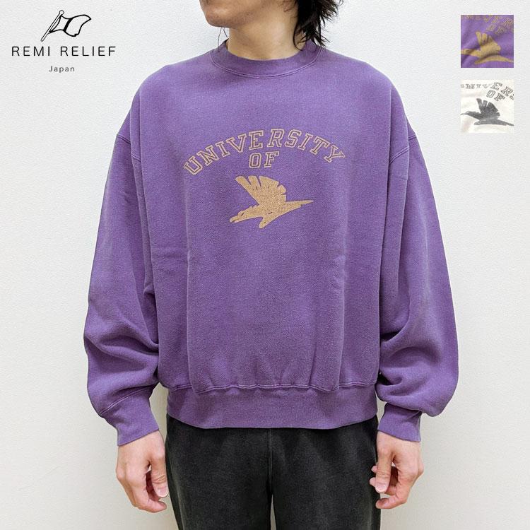 REMI RELIEF（レミ レリーフ） SP加工起毛裏毛クルー(UNIVERSITY OF