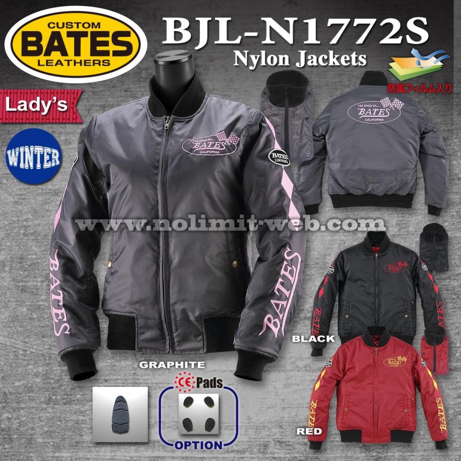 SALE　ベイツ　ナイロンジャケット　BJL-N1772S（RED)　LadysLサイズ　防風フィルム 　中綿入り　ダイヤ柄　刺繍　レディース　レディス　BATES | BATES