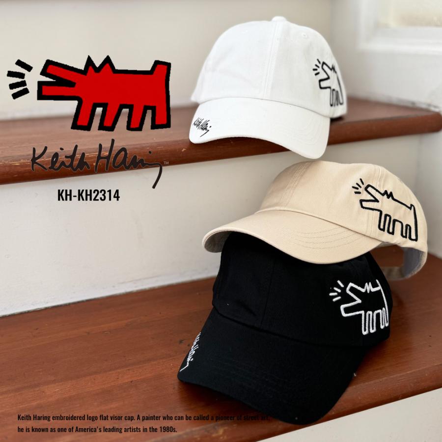 Keith Haring キースヘリング 刺繍 ローキャップ 犬 ロゴ Keith Haring キースヘリング 刺繍 ローキャップ 犬 ロゴ