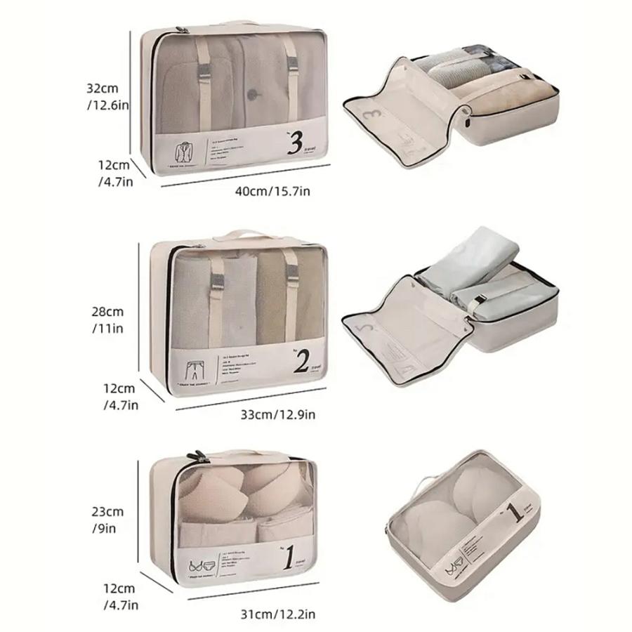 7個のスーツケース用 パッキングキューブ 圧縮ストレージシューズバッグ トラベルキューブセット バッグインバッグ｜nolita-f-stone｜05