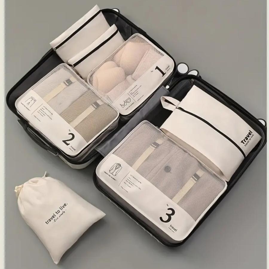 7個のスーツケース用 パッキングキューブ 圧縮ストレージシューズバッグ トラベルキューブセット バッグインバッグ｜nolita-f-stone｜08