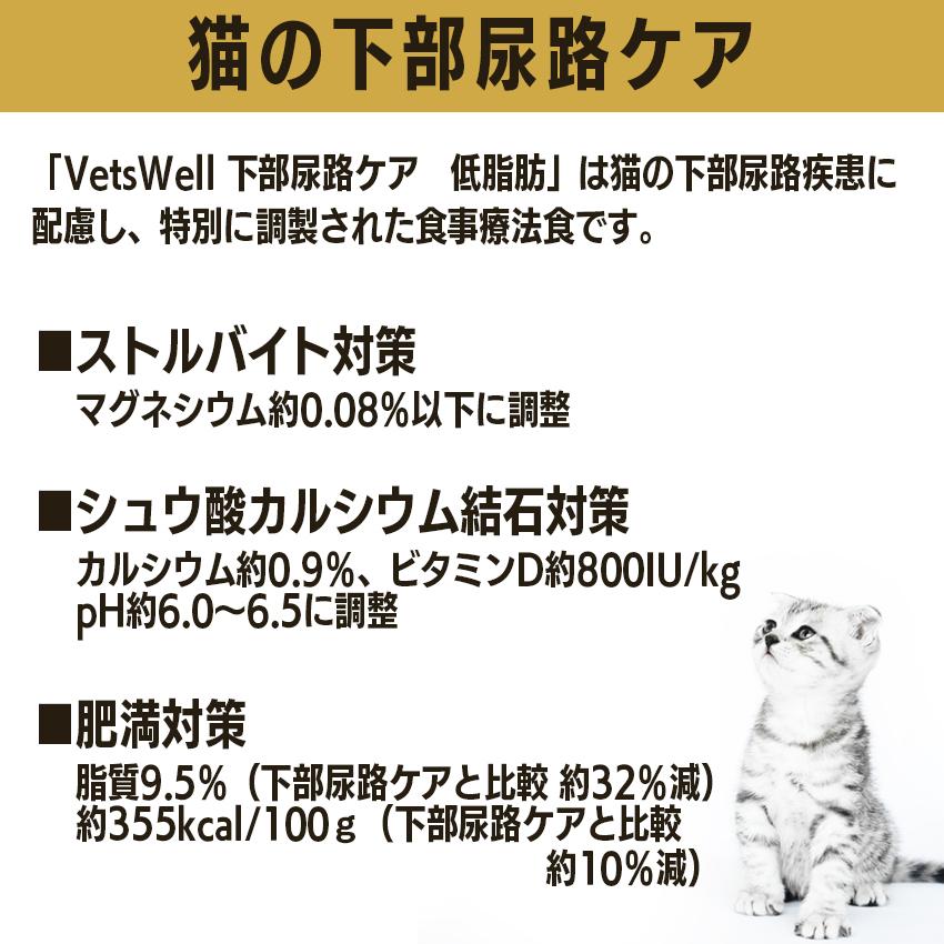 マルカン VetsWell 猫用食事療法食 下部尿路ケア 低脂肪 2kg