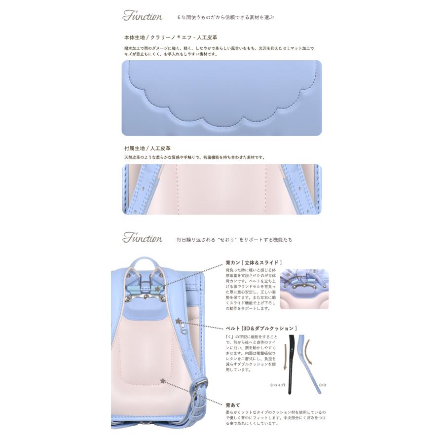 ランドセル　ノムラ　2027年　クラリーノＦ　Ａ４フラットファイル　カスタマイズ　ウイング背カン　送料無料　ステラ(星)刺繍　女の子の画像