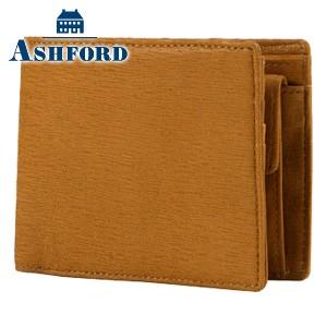 メンズ ２つ折 財布 革 アシュフォード キャロル 2つ折 ウォレット キャメル 8976-066