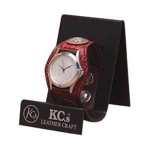 腕時計 革 ケイシーズ（KCs） エキゾチック スリーコンチョ レッド ウォッチブレス シャーク KSR006RD｜nomado1230
