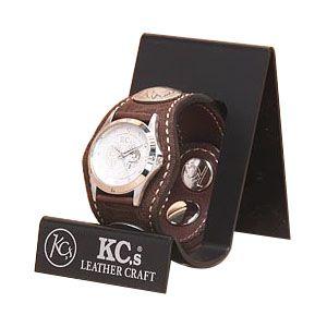 腕時計 革 ケイシーズ（KCs） エキゾチック スリーコンチョ ブラウン ウォッチブレス エレファント KSR010BR｜nomado1230
