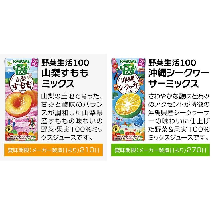 野菜ジュース 野菜生活 カゴメ 48本セット 22種類から8種類選べる(8