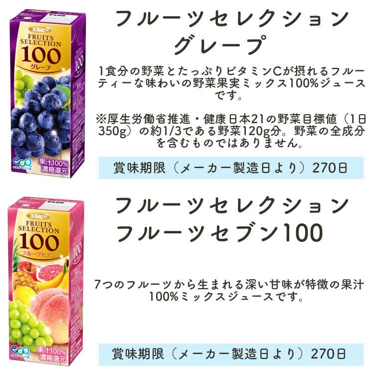 エルビー ジュース 果汁100％ フルーツセレクション 選べる 24本セット