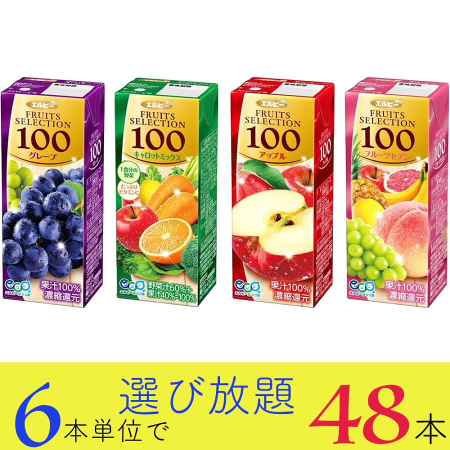 B    エルジューダ48本セット エルビー ジュース 果汁100％フルーツセレクション 選べる 48本セット