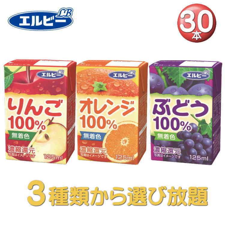 果汁100 ジュース りんご100 オレンジ100 ぶどう100 125ml 3種類から選び放題 30本 エルビー 注目の福袋をピックアップ