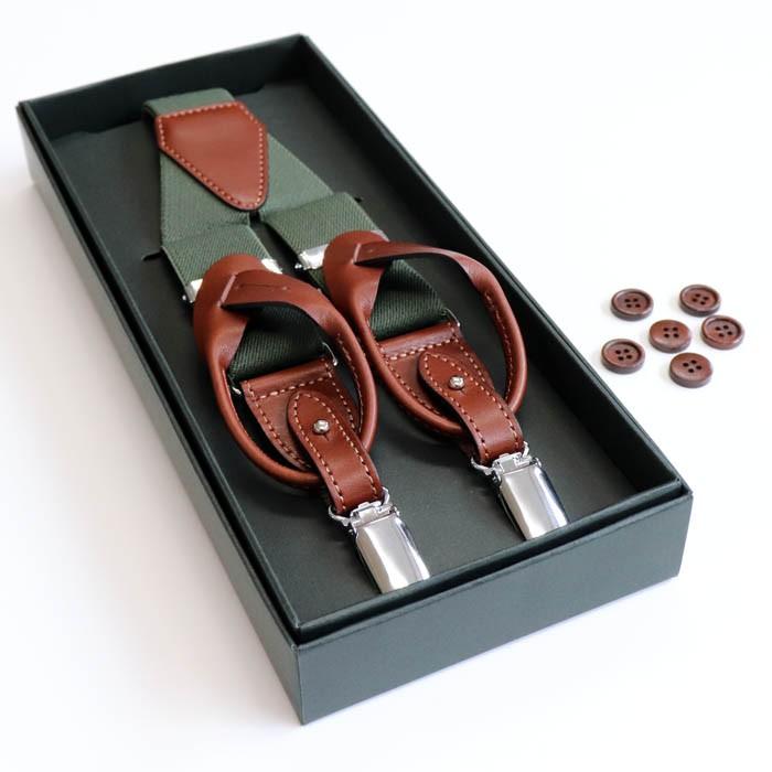 柔らかい サスペンダー メンズ ボタン 30mm 無地 カーキ Y型 2way 日本製 クリスマス プレゼント 牛革 プレミアム会員限定 特価 激安 ブランド Studiostodulky Cz