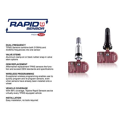 【メーカー直売】 Topline Rapid Tire Pressure Monitoring System Sensors (TPMS) 4個セット|433 MHz|Clamp-on|Maserati GranTurismo GranSport Quattroporte用にプログラム