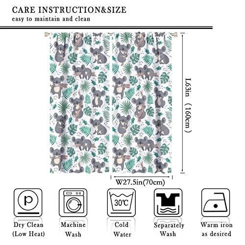 fucyBuコアラカーテンパームリーフキッズカートゥーンかわいいコアラ動物の断熱ドレープ寝室用ロッドポケット断熱カーテン寝室用ウィンドウトリートメントW fucyBuコアラカーテンパームリーフキッズカートゥーンかわいいコアラ動物の断熱ドレープ寝室用ロッドポケット断熱カーテン寝室用ウィンドウトリートメントW