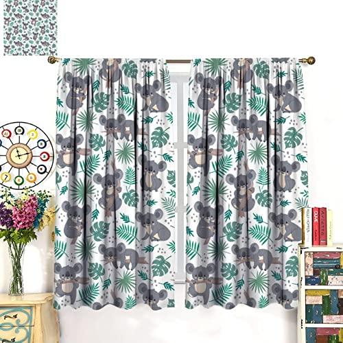 fucyBuコアラカーテンパームリーフキッズカートゥーンかわいいコアラ動物の断熱ドレープ寝室用ロッドポケット断熱カーテン寝室用ウィンドウトリートメントW fucyBuコアラカーテンパームリーフキッズカートゥーンかわいいコアラ動物の断熱ドレープ寝室用ロッドポケット断熱カーテン寝室用ウィンドウトリートメントW