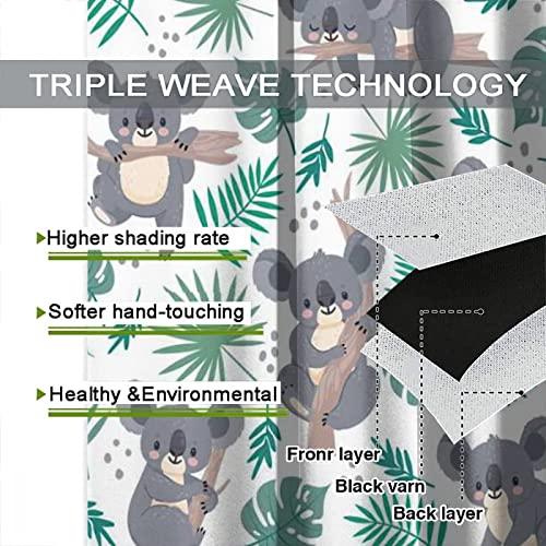 fucyBuコアラカーテンパームリーフキッズカートゥーンかわいいコアラ動物の断熱ドレープ寝室用ロッドポケット断熱カーテン寝室用ウィンドウトリートメントW fucyBuコアラカーテンパームリーフキッズカートゥーンかわいいコアラ動物の断熱ドレープ寝室用ロッドポケット断熱カーテン寝室用ウィンドウトリートメントW