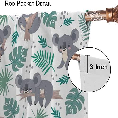 fucyBuコアラカーテンパームリーフキッズカートゥーンかわいいコアラ動物の断熱ドレープ寝室用ロッドポケット断熱カーテン寝室用ウィンドウトリートメントW fucyBuコアラカーテンパームリーフキッズカートゥーンかわいいコアラ動物の断熱ドレープ寝室用ロッドポケット断熱カーテン寝室用ウィンドウトリートメントW
