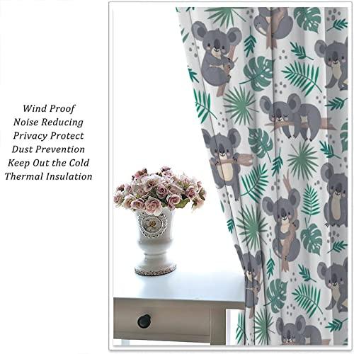 fucyBuコアラカーテンパームリーフキッズカートゥーンかわいいコアラ動物の断熱ドレープ寝室用ロッドポケット断熱カーテン寝室用ウィンドウトリートメントW fucyBuコアラカーテンパームリーフキッズカートゥーンかわいいコアラ動物の断熱ドレープ寝室用ロッドポケット断熱カーテン寝室用ウィンドウトリートメントW