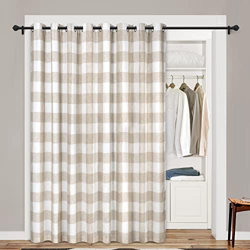 DriftAwayルームディバイダーカーテンベッドルームパティオ扉スライドガラス扉カーテンバッファローチェックプレイドプライバシーサーマルクローゼットカー 