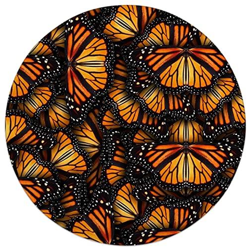 YEAHSPACE Butterfly Rug Round inch Circle Area Rug Aesthetic Living