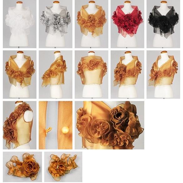 フリルボレロ 黒 赤 白 華ボレロ コーラス ステージ 衣装 カラオケ 