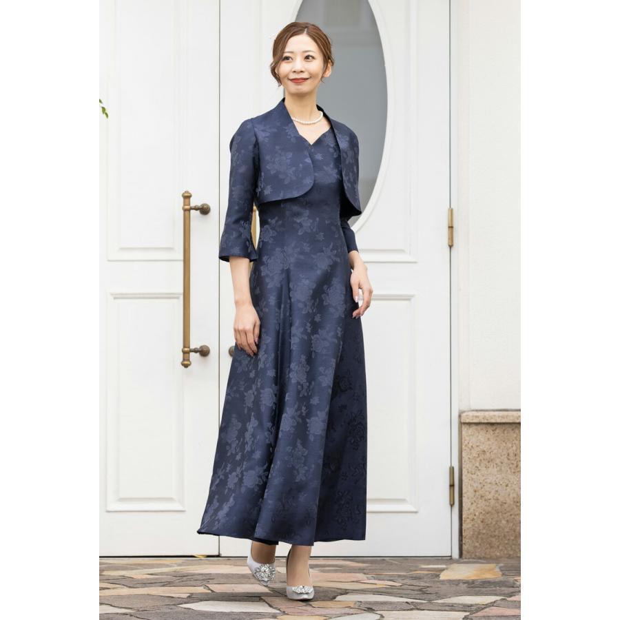 結婚式 母親 ボレロ 薔薇柄 フォーマル マザーズドレス 黒 50代 大人 フォーマルドレス 花嫁の母 着痩せ ジャケット 　袖あり 大きいサイズ マザードレス (799) |  | 16