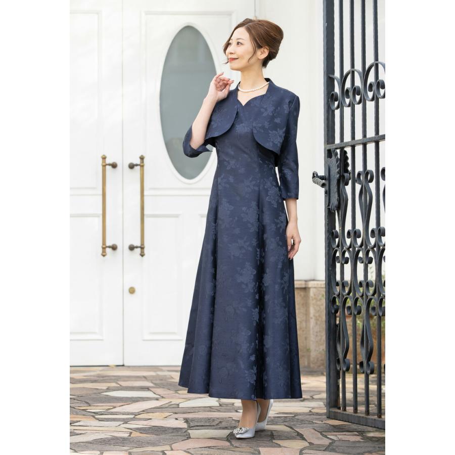 結婚式 母親 ボレロ 薔薇柄 フォーマル マザーズドレス 黒 50代 大人 フォーマルドレス 花嫁の母 着痩せ ジャケット 　袖あり 大きいサイズ マザードレス (799) |  | 19