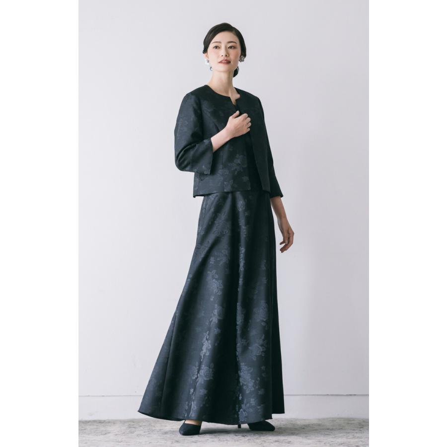マザーズドレス　結婚式　バラ柄シャンタンドレス　ロングドレス ボレロ付き　 7号 マザーズドレス 結婚式 バラ柄シャンタンドレス ロングドレス