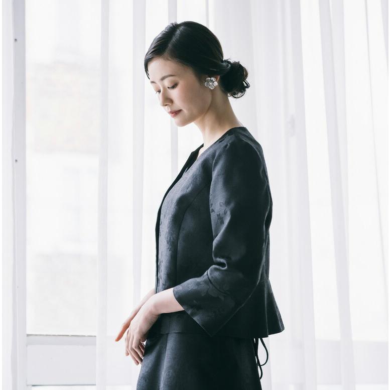 結婚式 ジャケット マザーズドレス 母親 50代 薔薇柄シャンタン