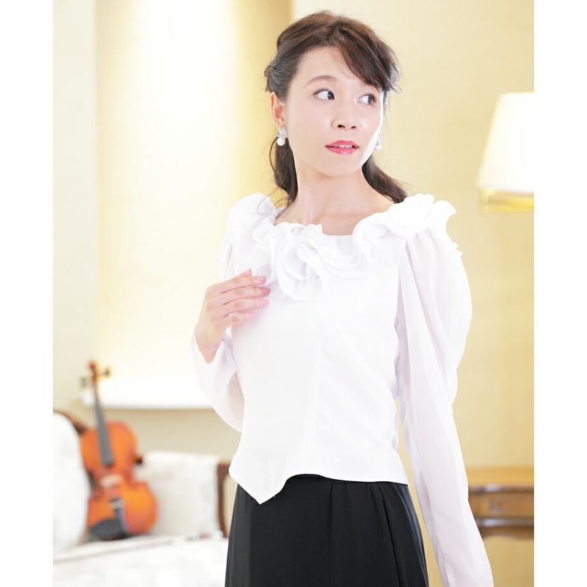 演奏会 ブラウス 黒 白 コーラス 衣装 演奏会 ジョーゼット 演奏会ブラウス フリル 10分袖 合唱 フォーマル ステージ衣装 発表会 舞台衣装 (bl602) |  | 13