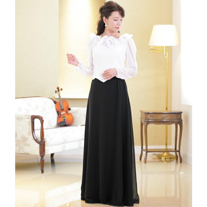 演奏会 ブラウス 黒 白 コーラス 衣装 ジョーゼット 演奏会ブラウス