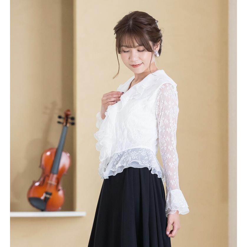 【最終値下げ】フリルショルダーブラウス　黒　レース　7号　演奏会　結婚式 楽天市場】フォーマル 演奏会 コードレース 7分袖 ブラウス 日本